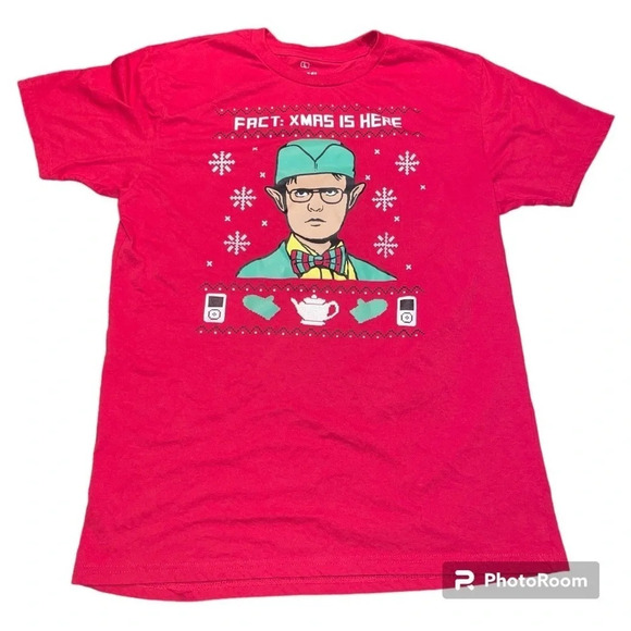 Fact: X-Mas Is Here Dwight The Office T-Shirt Size L Ripple Junction Christmas - Picture 1 of 6